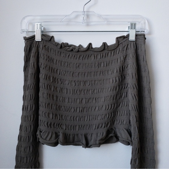 ZARA Off The Shoulder Smock Ruffled Top - Picture 5 of 8